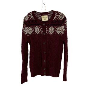 Natural Reflections Womens Fair Isle Cardigan Sweater Sz M Cable Knit